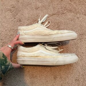 Vans Women's White Fuzzy Sneakers